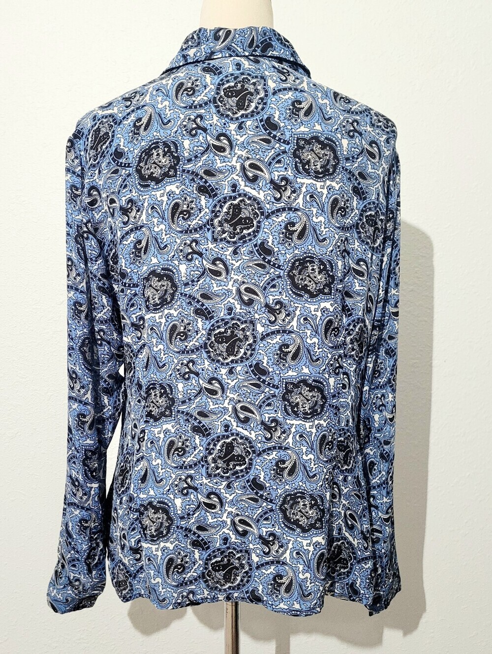 Michael Kors 100% Silk Paisley Button Front Blouse Women’s Size 14 Office Career - Picture 5 of 14